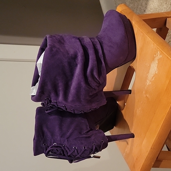 Vintage Colin Stuart Purple Suede Ankle Boots - Picture 1 of 8